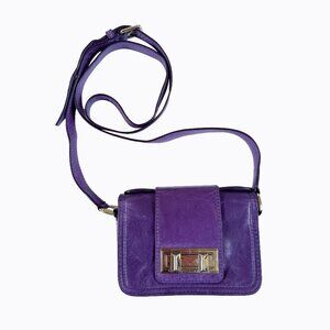 Rebecca Minkoff Purple Sammy Leather Mini Box Compact Crossbody Y2K Designer Bag